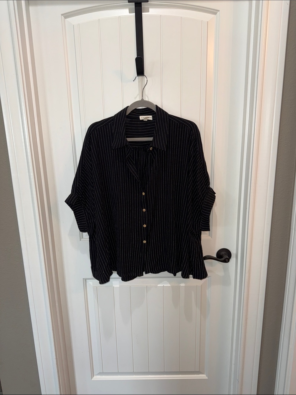 eesome Black Shirt with White Pinstripes